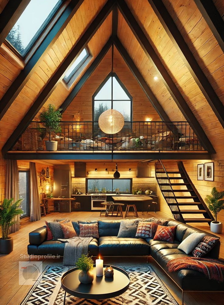 مبلمان داخلی شله چوبی استودیو پروفیل